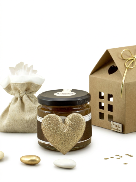 Bomboniera marmellata siciliana da 200gr con cuore oro