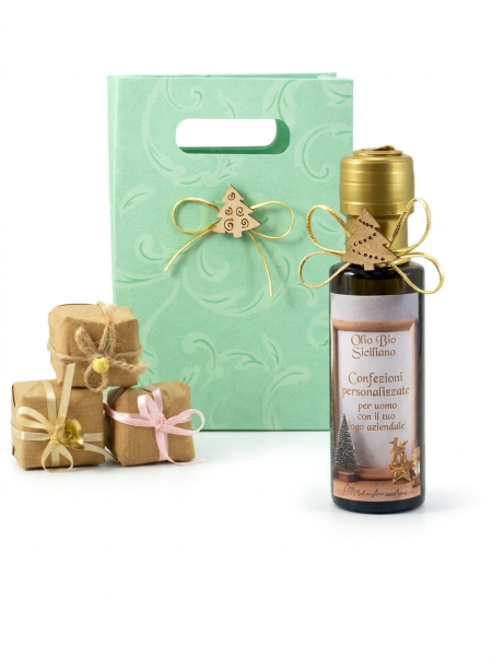 Gadget aziendale natale olio da 100 ml con etichetta personalizzata