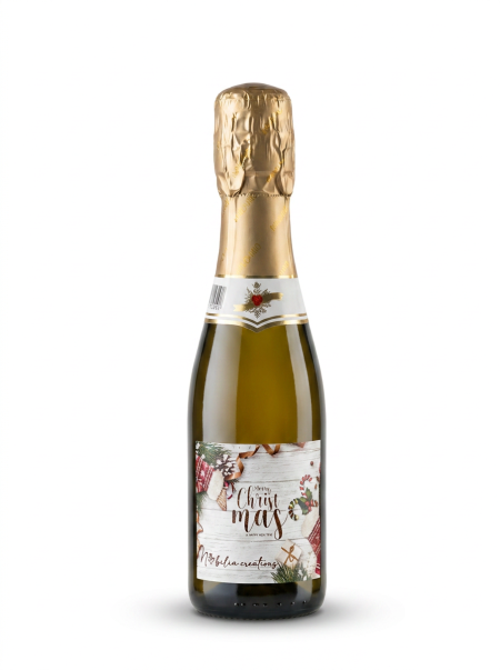 Vino spumante con etichetta Merry Christmas personalizzata