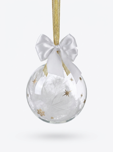 Bomboniera pallina di natale personalizzata con piume