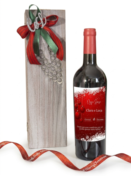 Bomboniera vino siciliano con cassettina porta vino ed etichetta personalizzata