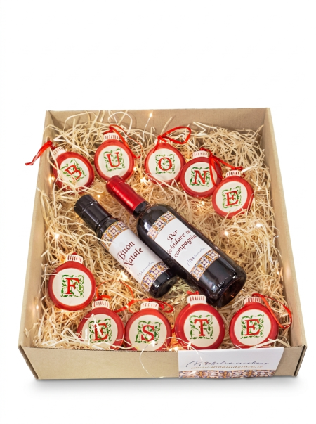 Cofanetto regalo Natalizio "Buone feste in Sicilia" con vino e olio