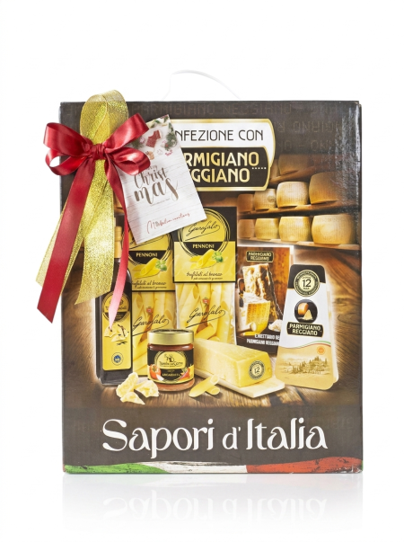 Cesto Natalizio Sapori d'Italia con 6 pezzi di specialitร gastronomiche
