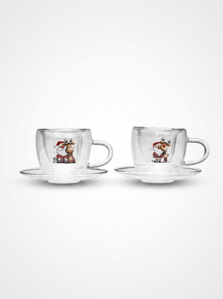 Set 2 tazzine da caffรจ natalize in vetro Cuorematto