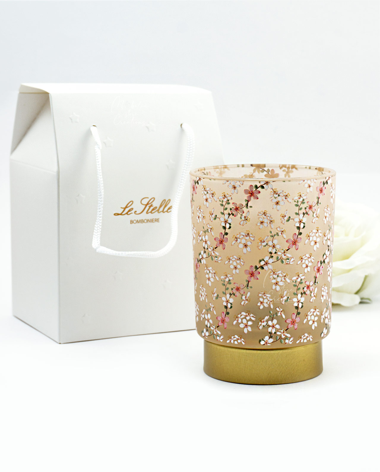 Lampada decoro magnolia con shopper