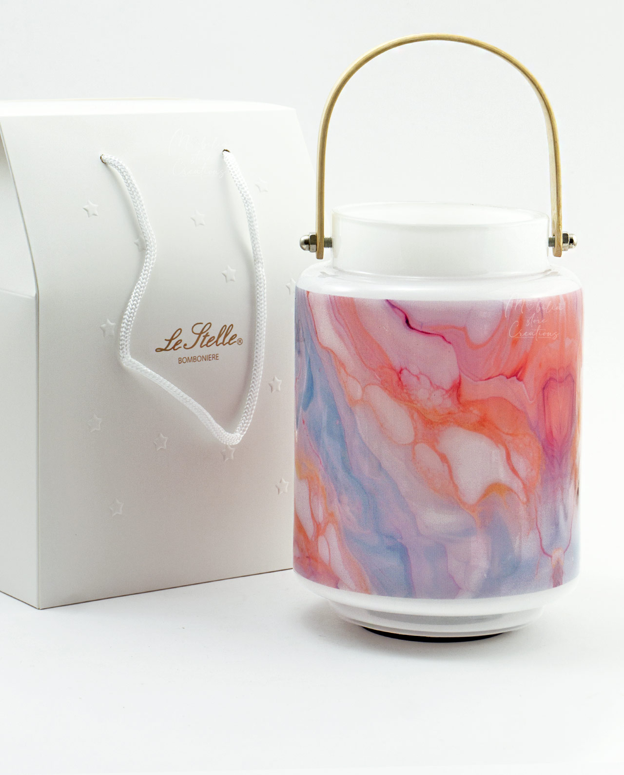 Lanterna decoro watercolor con shopper