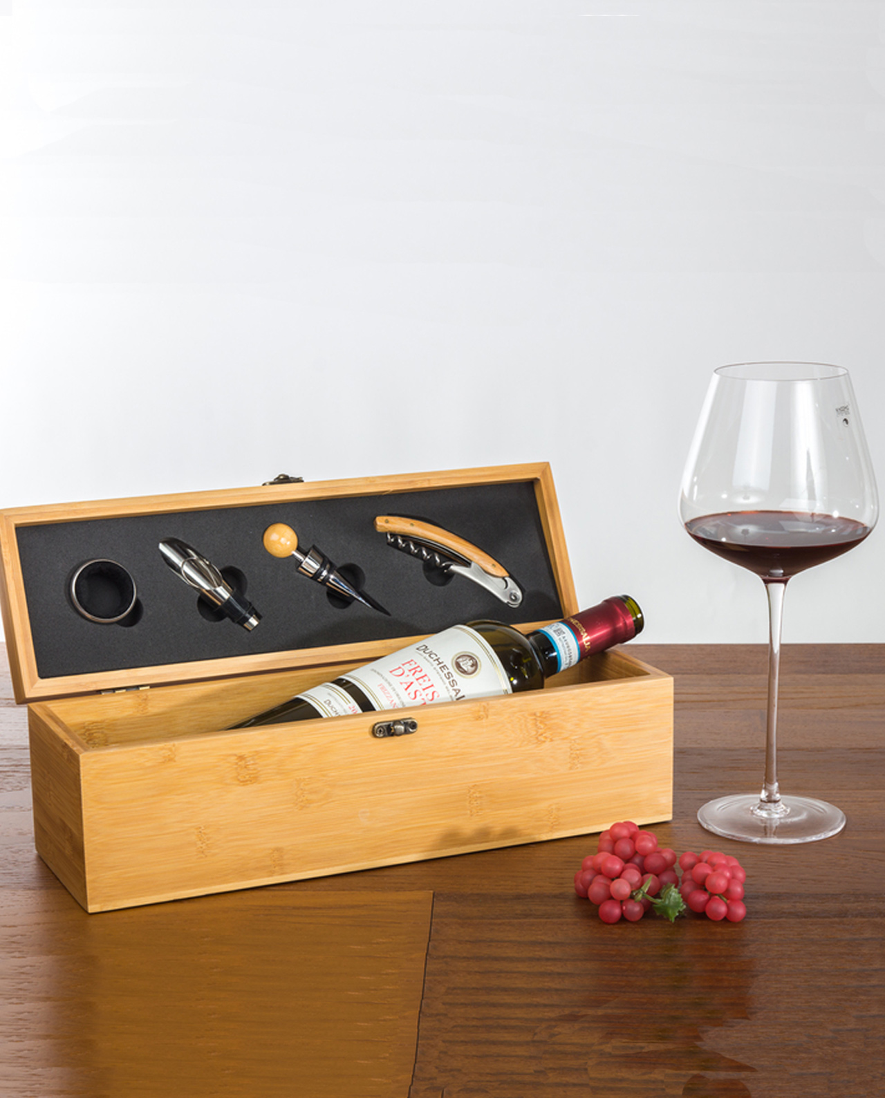 Set da vino con accessori e cassettina legno