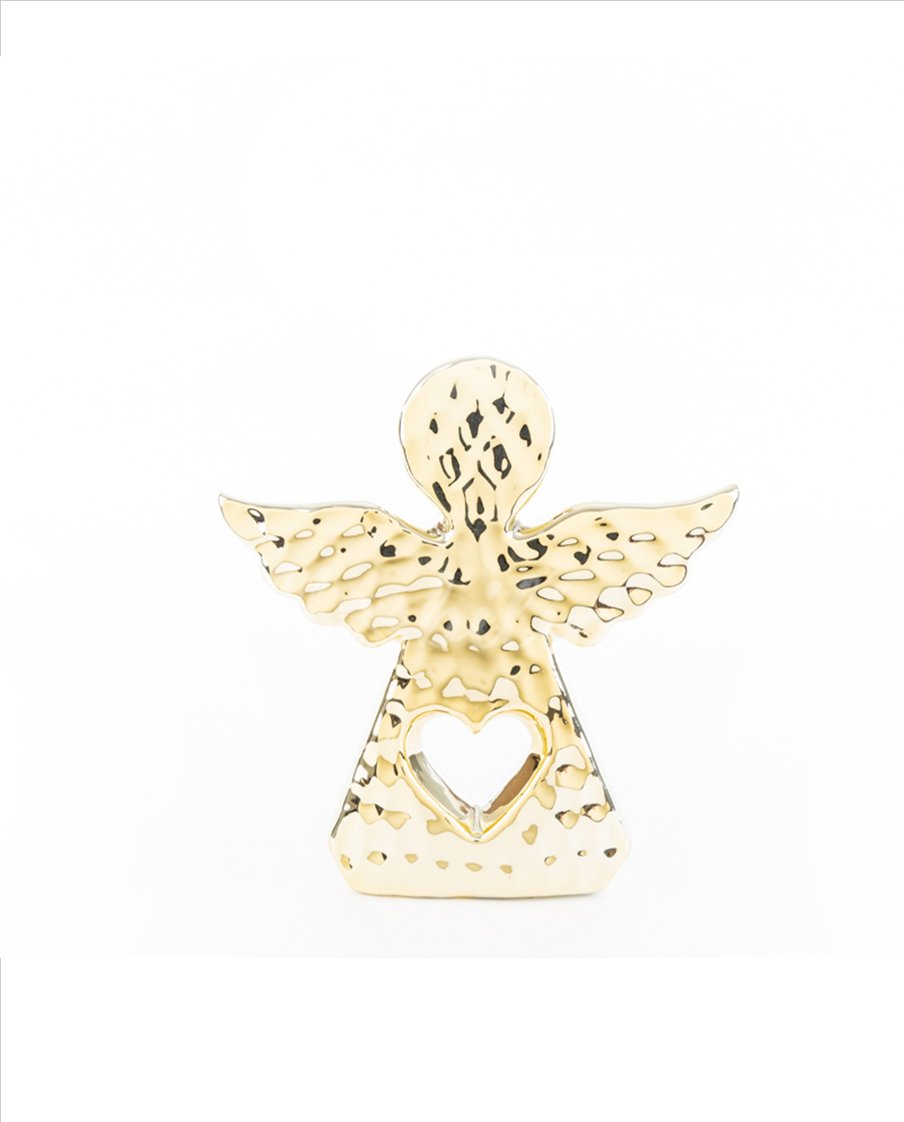 Scultura angelo in porcellana specchiata oro