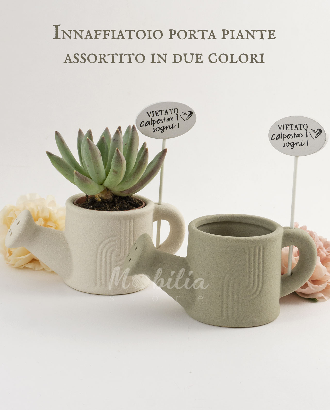 Annaffiatoio porta piante in ceramica grezza