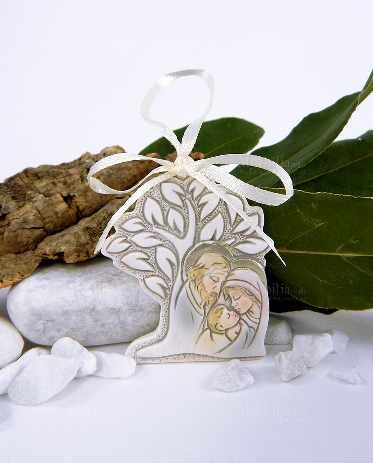 appendino albero della vita con sacra famiglia resina