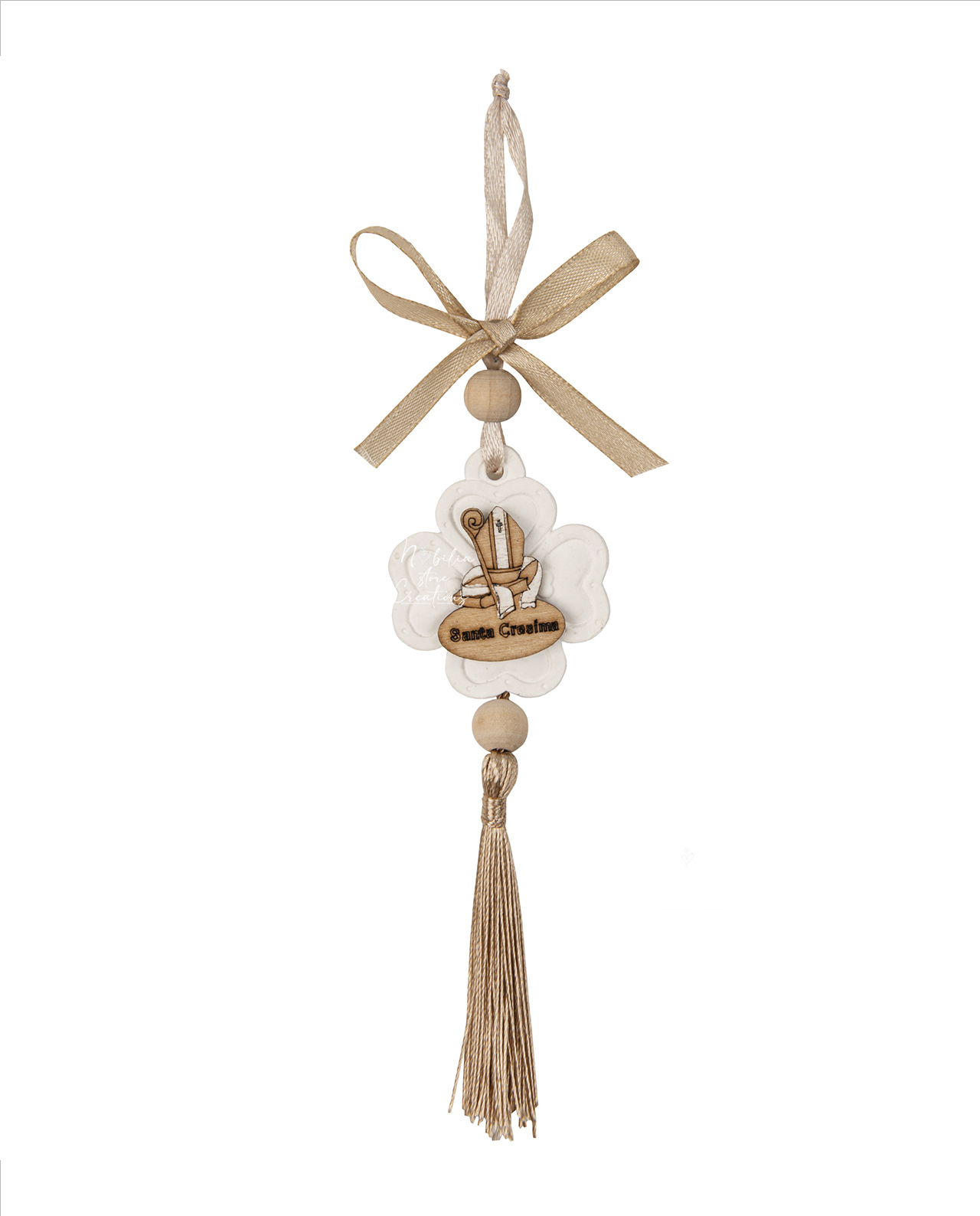 Appendino gesso quadrifoglio con cappello papale