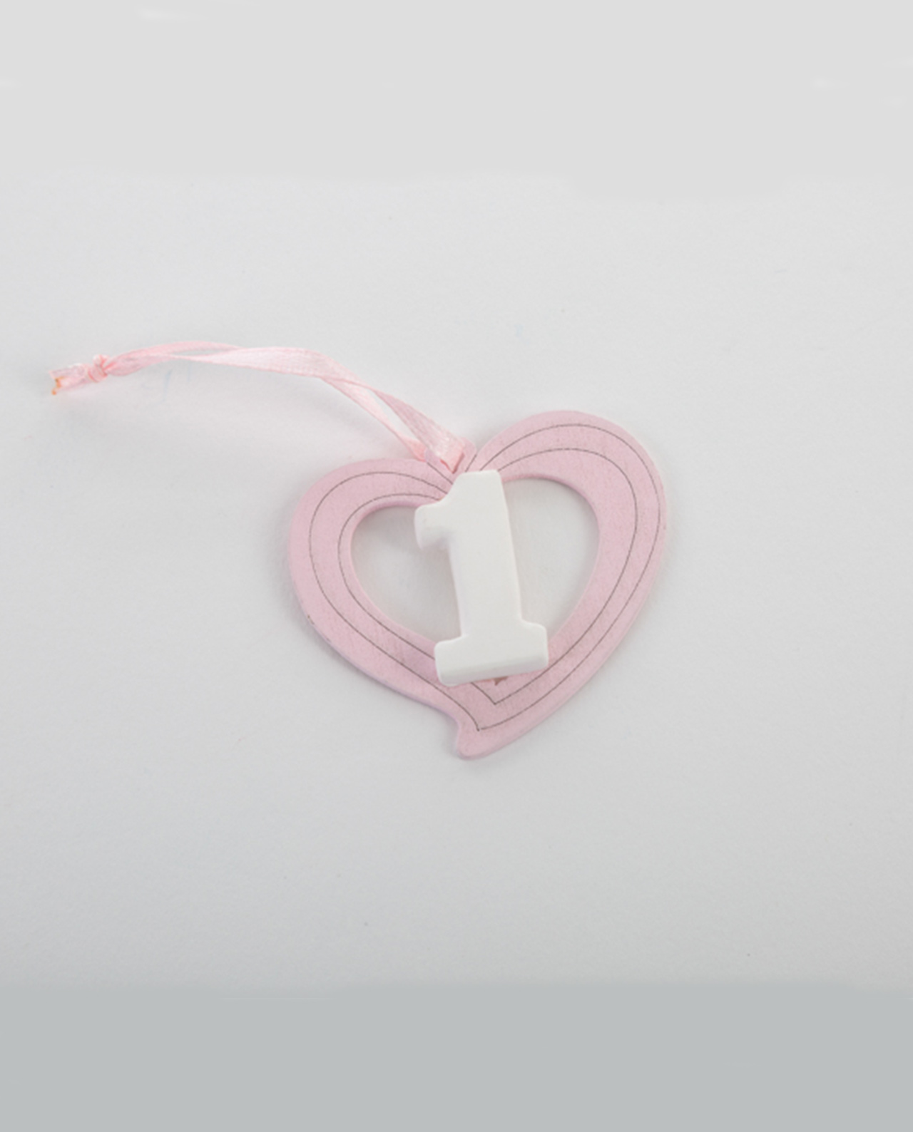 Appendino per bomboniere cuore rosa numero 1