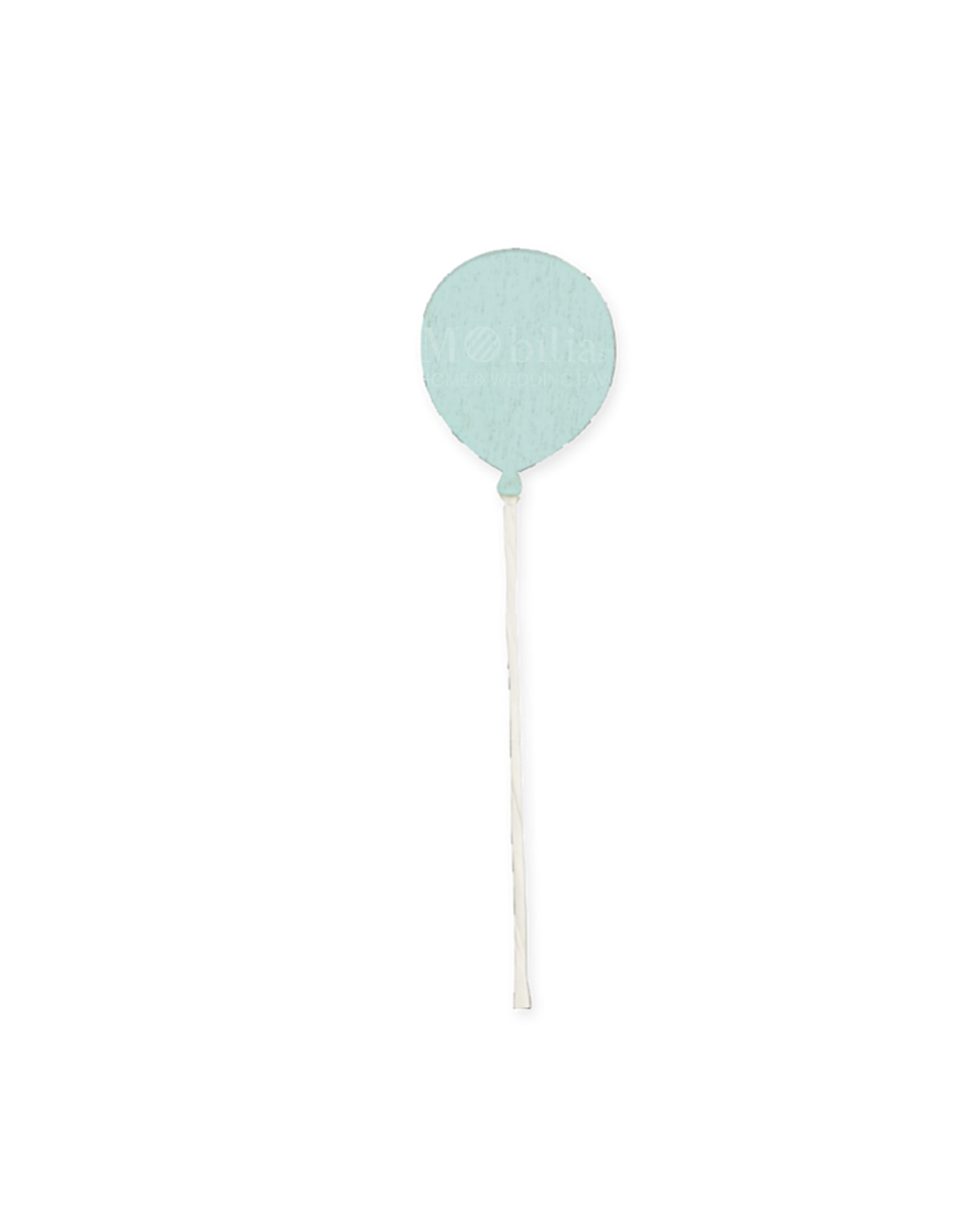 Set di 12 applicazioni palloncino azzurro in legno con cordoncino