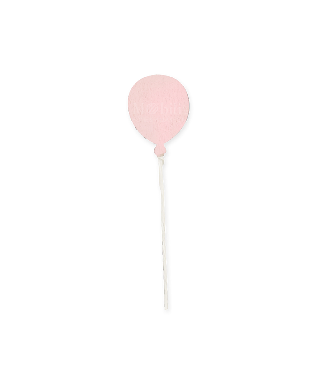 Set di 8 applicazioni palloncini rosa in legno con cordoncino