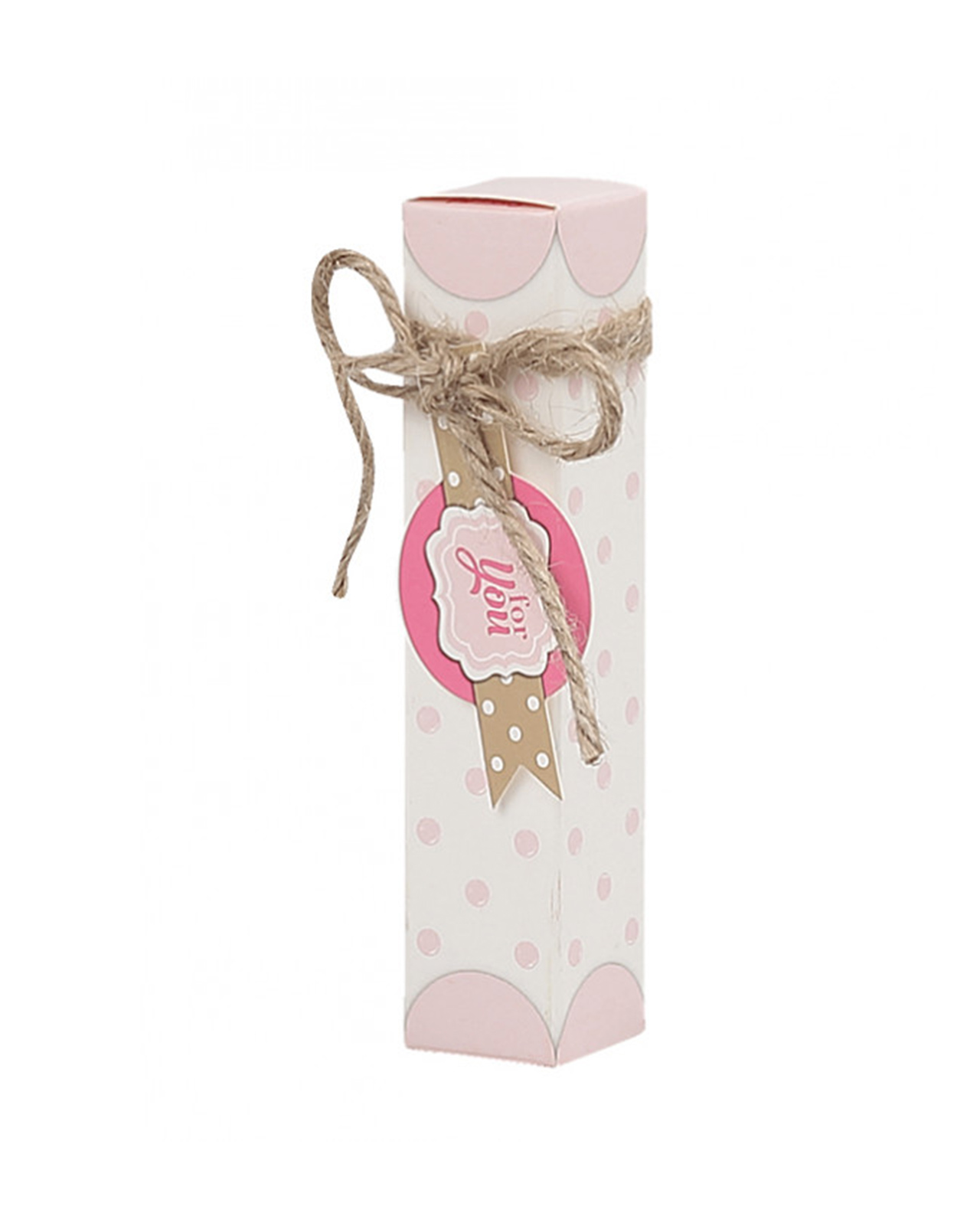 Astuccio portaconfetti rosa a pois con targhetta For You