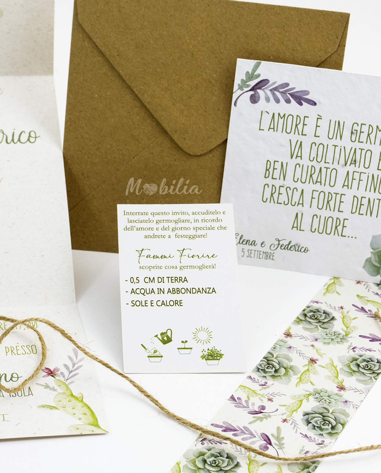 Partecipazione carta da piantare modello Cactus - immagine 7
