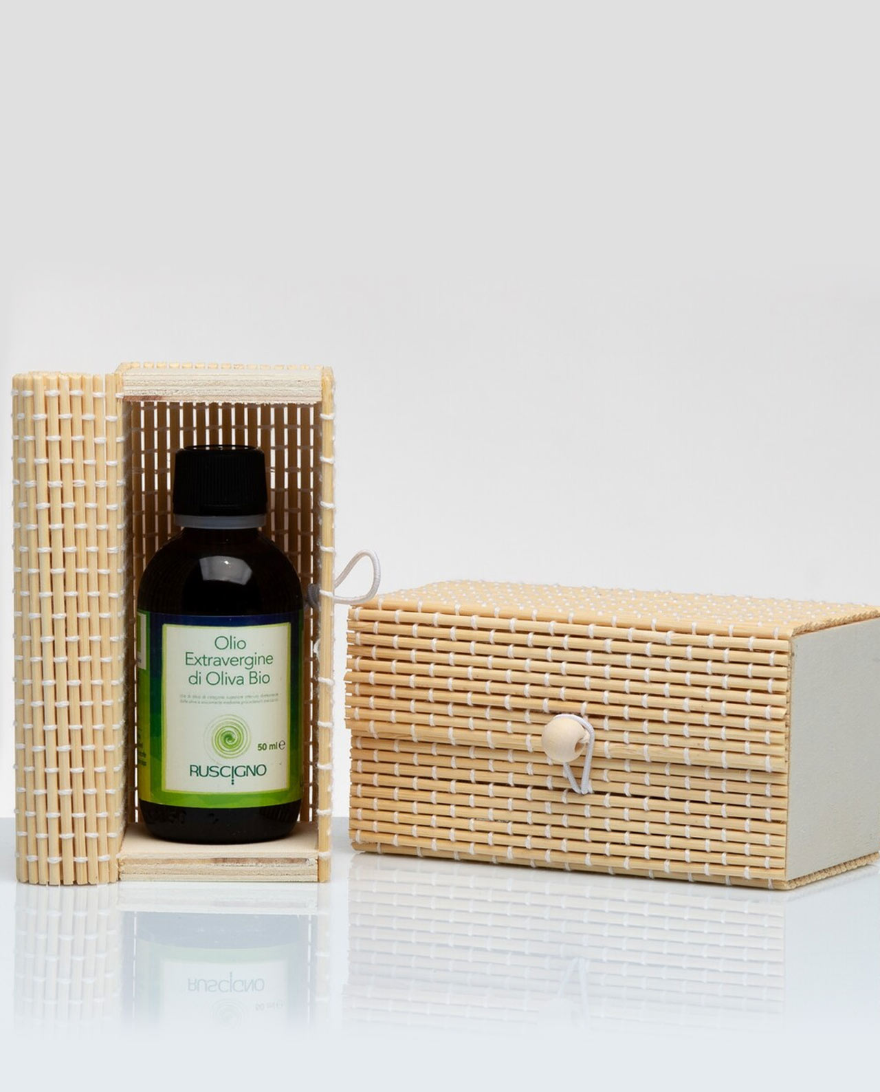 Olio extravergine 50ml con scatola bamboo