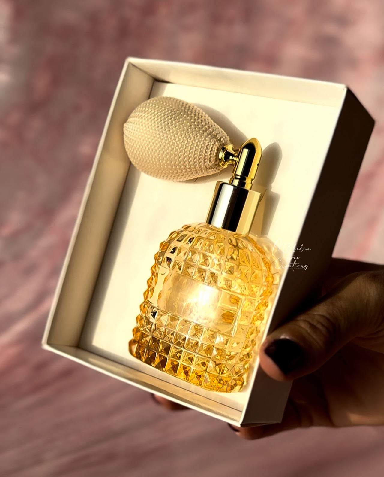 Porta profumo spray in vetro ambra varie forme - immagine 10