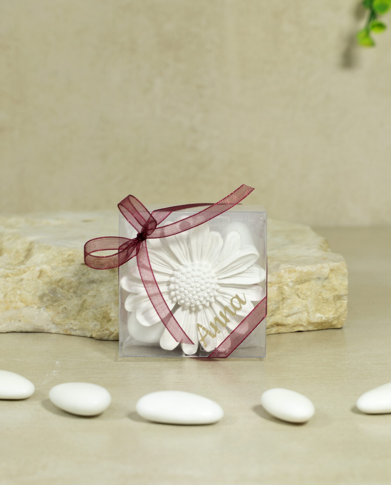 Bomboniera margherita in gesso profumata personalizzata