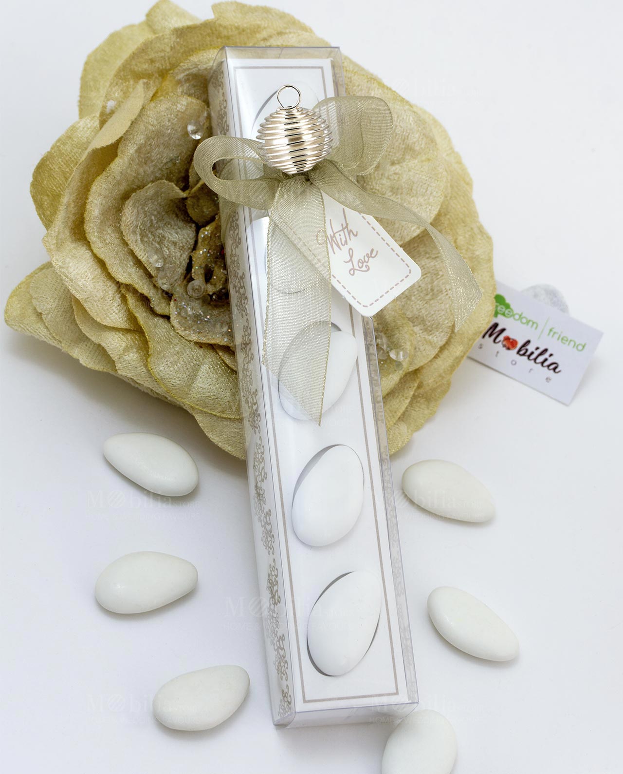 Scatolina astuccio chantilly bianco con confetti