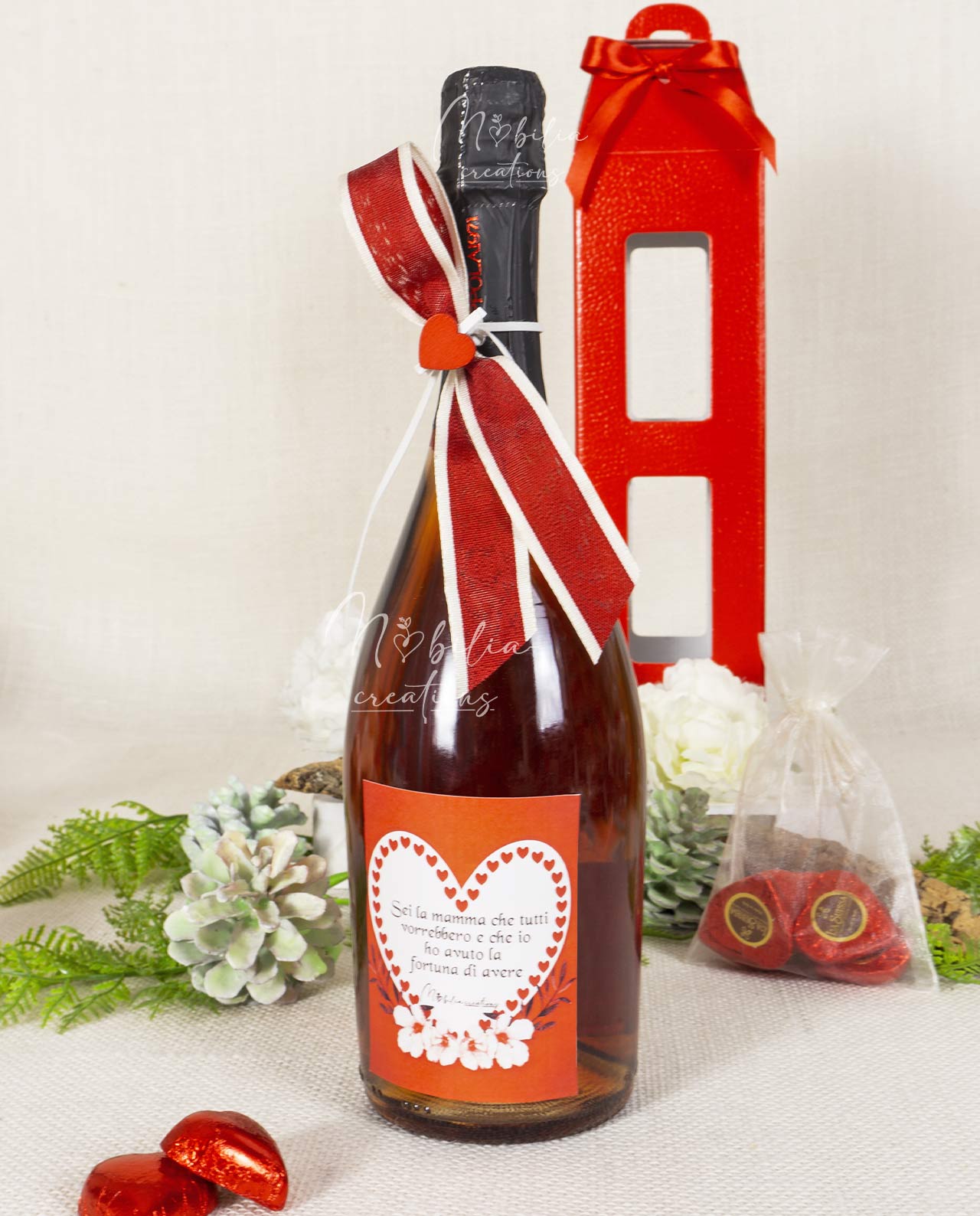 Idea regalo festa della mamma bottiglia di spumante nero d'avola
