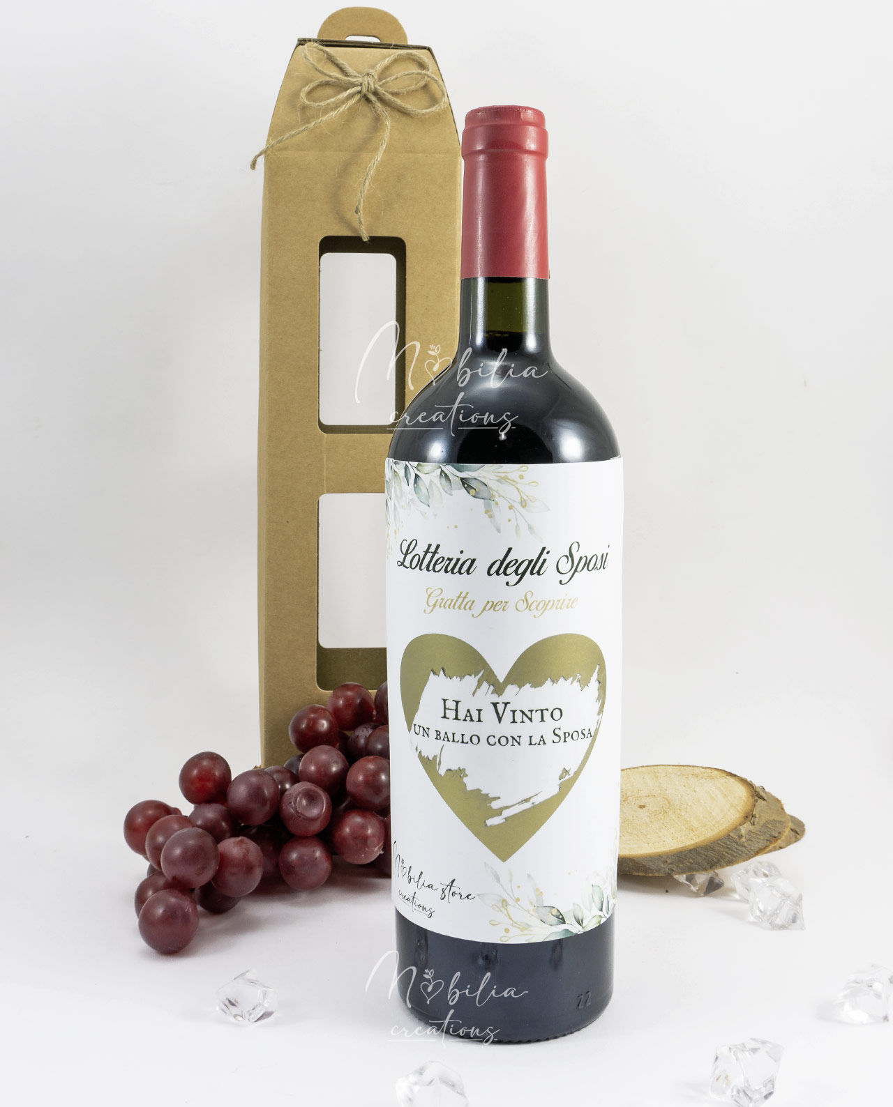 Bottiglia di vino siciliano lotteria degli sposi gratta e vinci