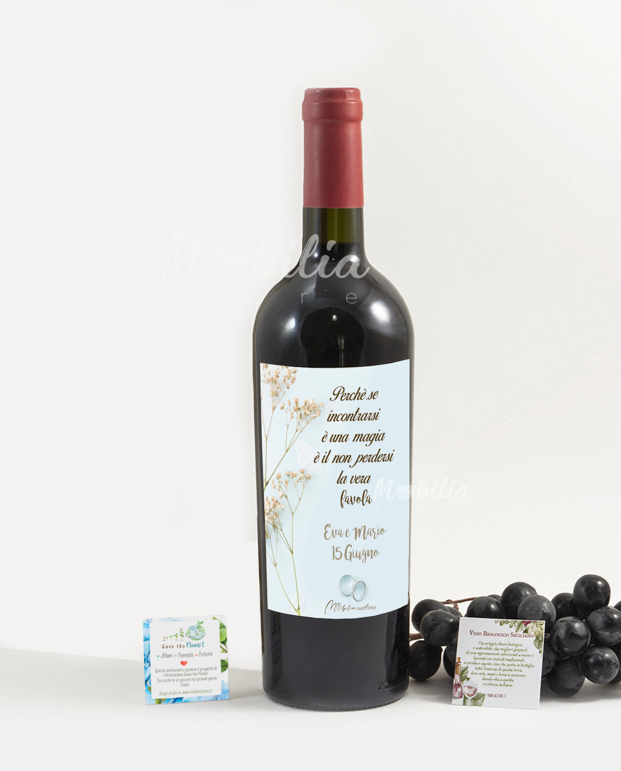 Bomboniera vino siciliano con etichetta matrimonio personalizzata