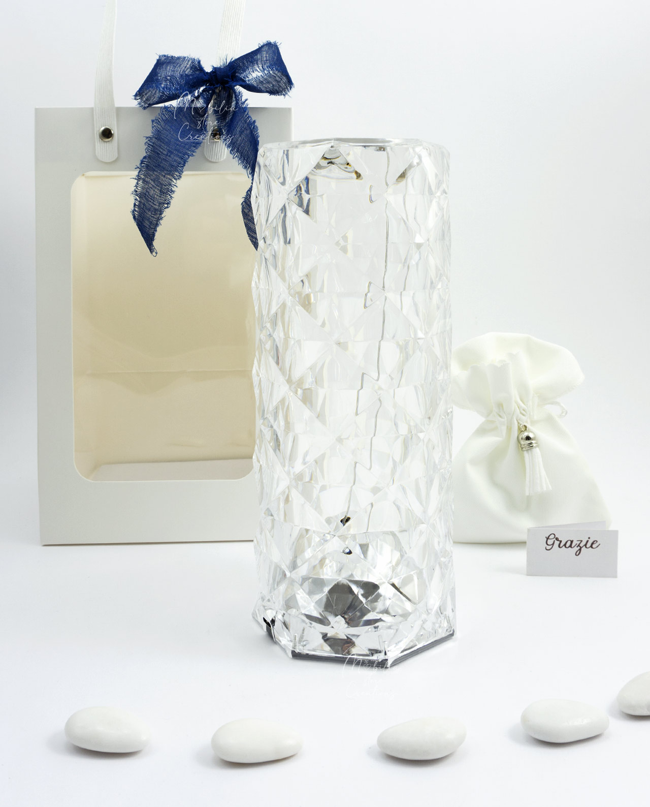 Bomboniera Lampada led cilindro crystal alta
