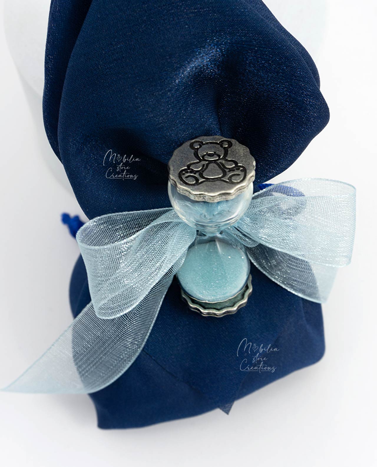 Mini clessidra azzurra con basi personalizzabili Tabor su Sacchetto - immagine 2