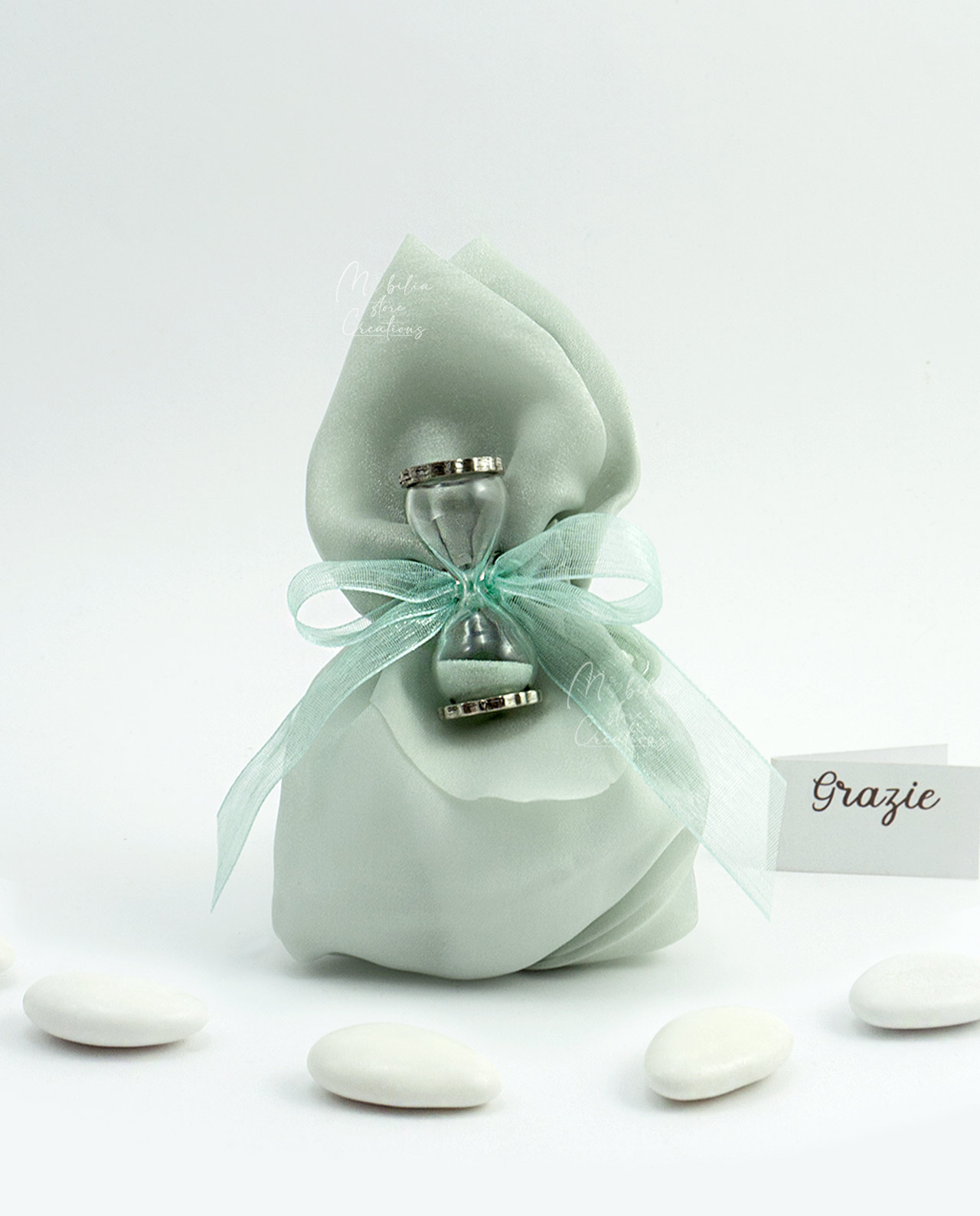 Mini clessidra tiffany con basi personalizzabili Tabor su Sacchetto