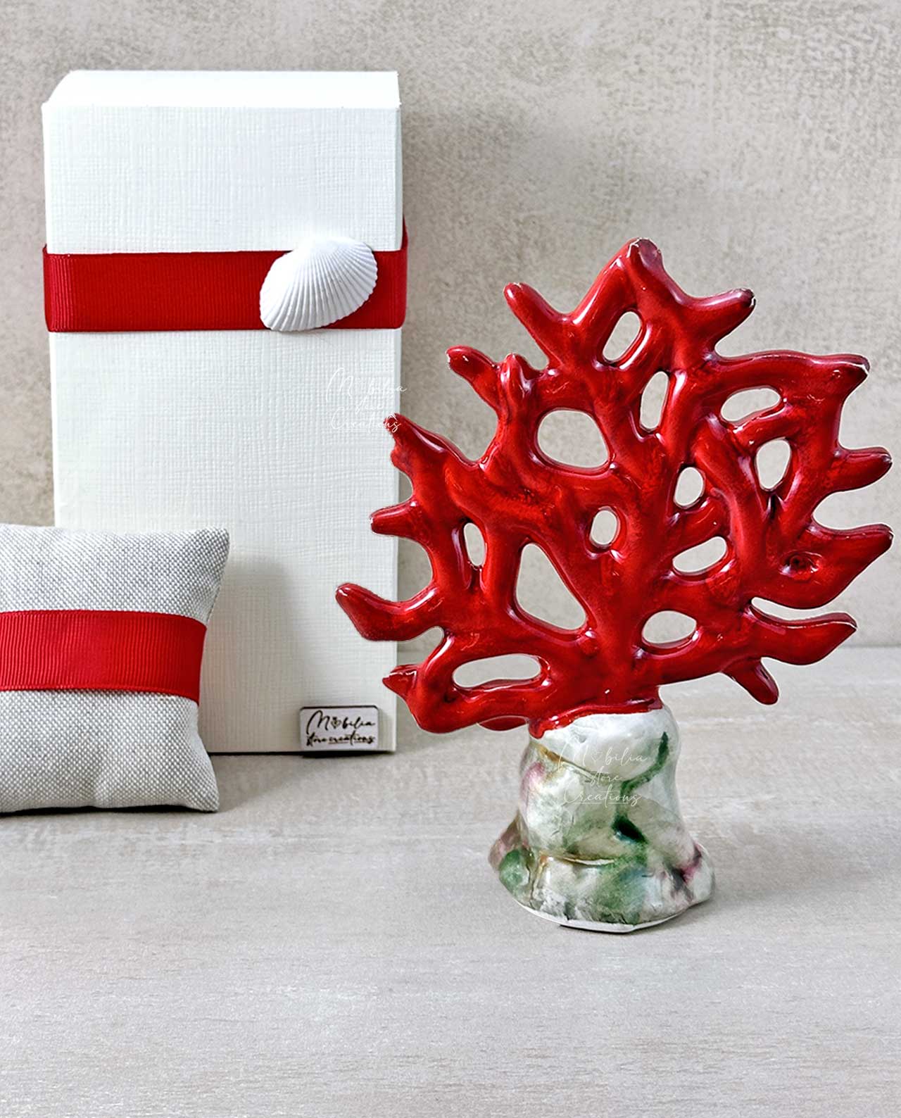 Bomboniera AMI Love is ... corallo rosso in ceramica artigianale varie misure - immagine 14