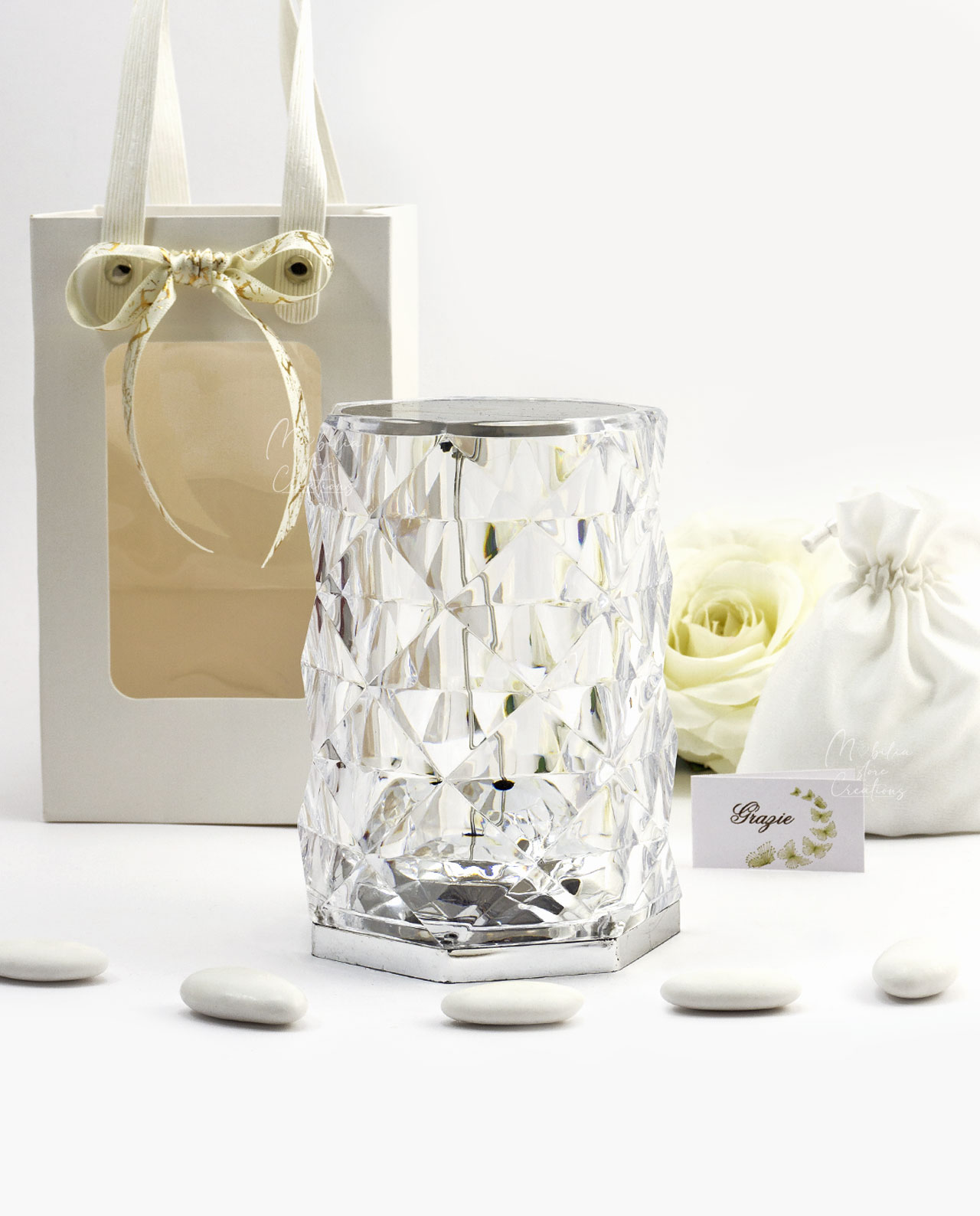 Bomboniera Lampada led cilindro crystal basso