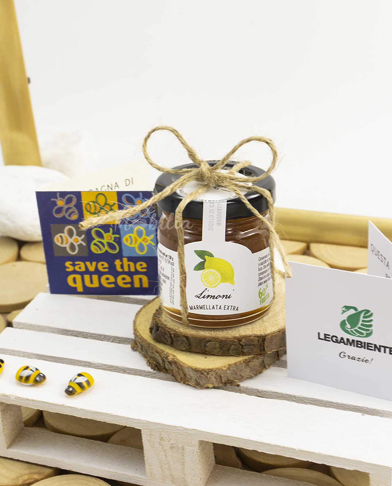 Segnaposto Legambiente marmellata siciliana biologica con fiocco