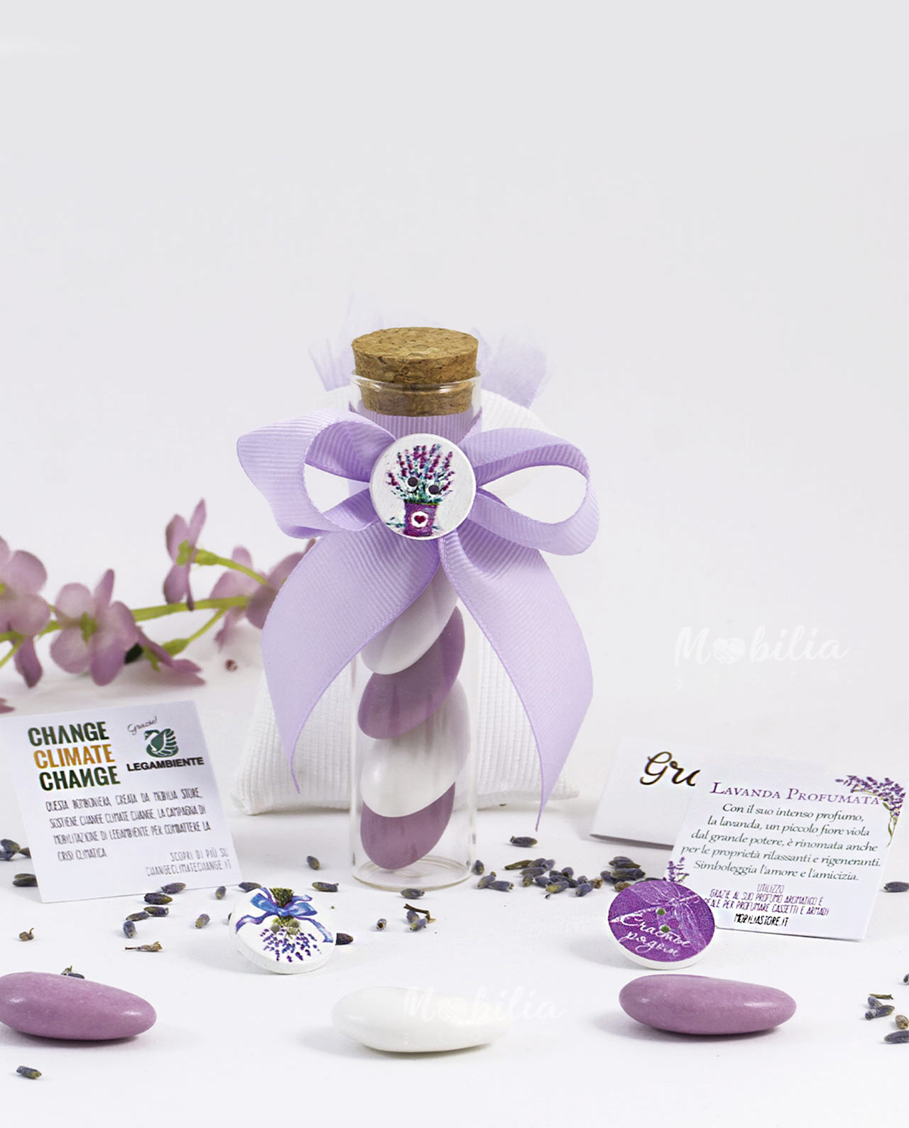 Bomboniera Legambiente provetta con lavanda profumata