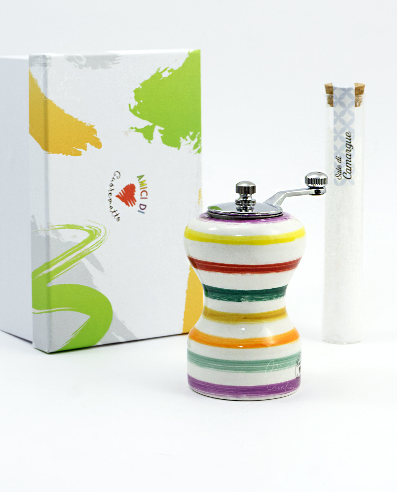 Macinasale in ceramica con sale vari decori Cuorematto