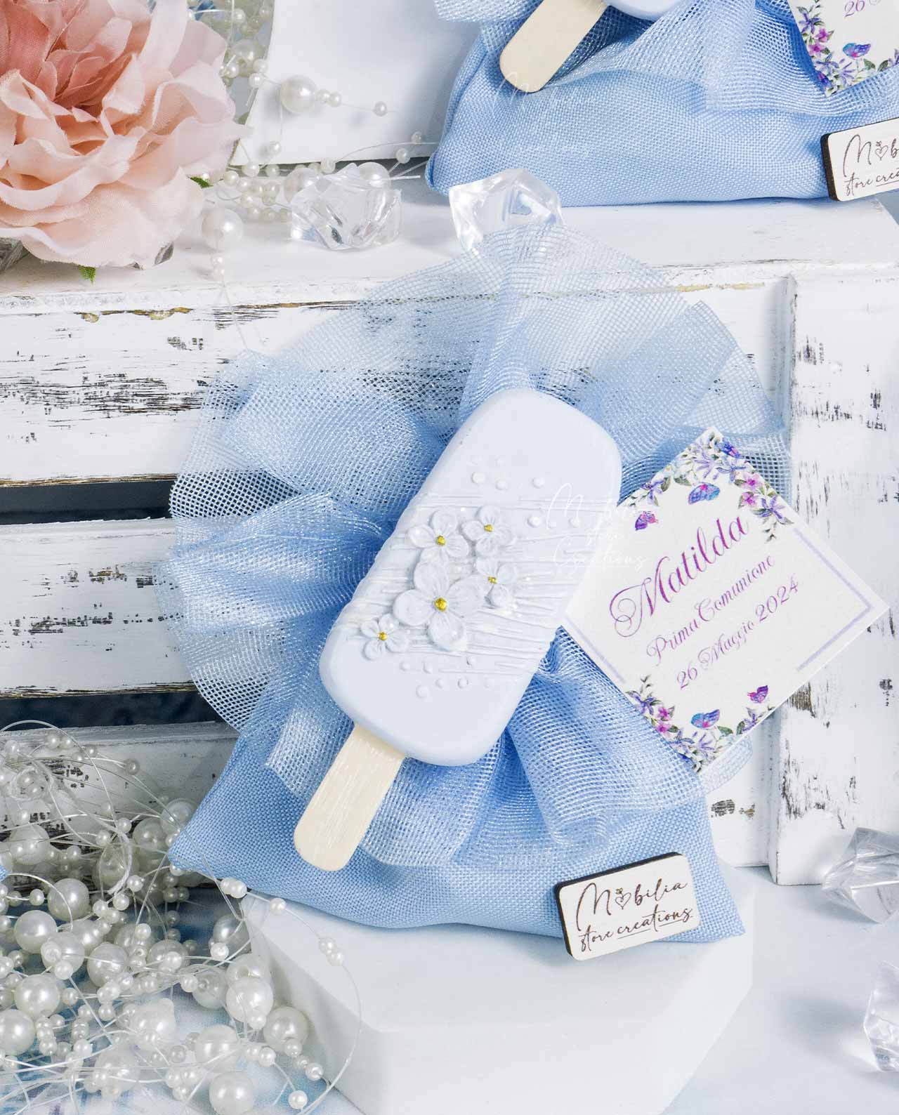 Bomboniera magnete gelato vari colori su sacchetto