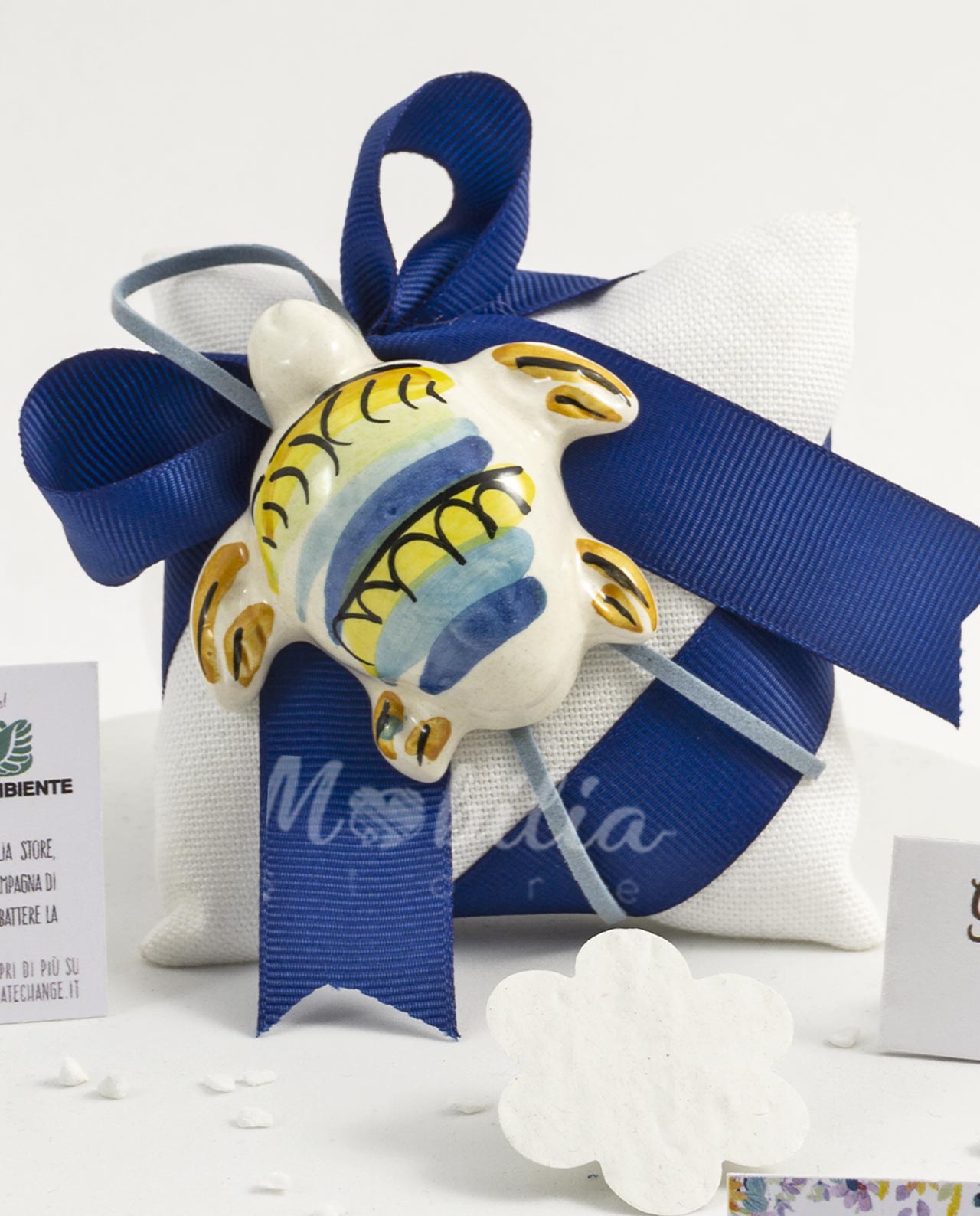 Bomboniera Legambiente magnete tartaruga con certificato piantabile e fiocco blu - immagine 12