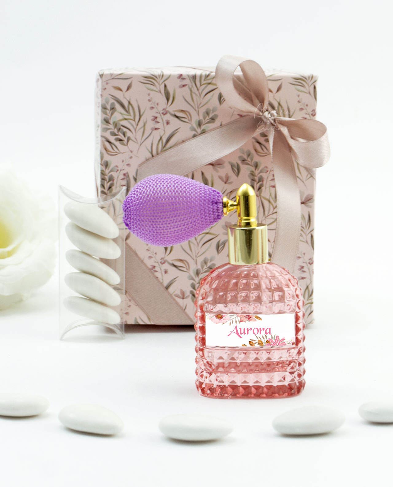 Bomboniera Porta profumo con etichetta personalizzata rettangolare 30ml vari colori