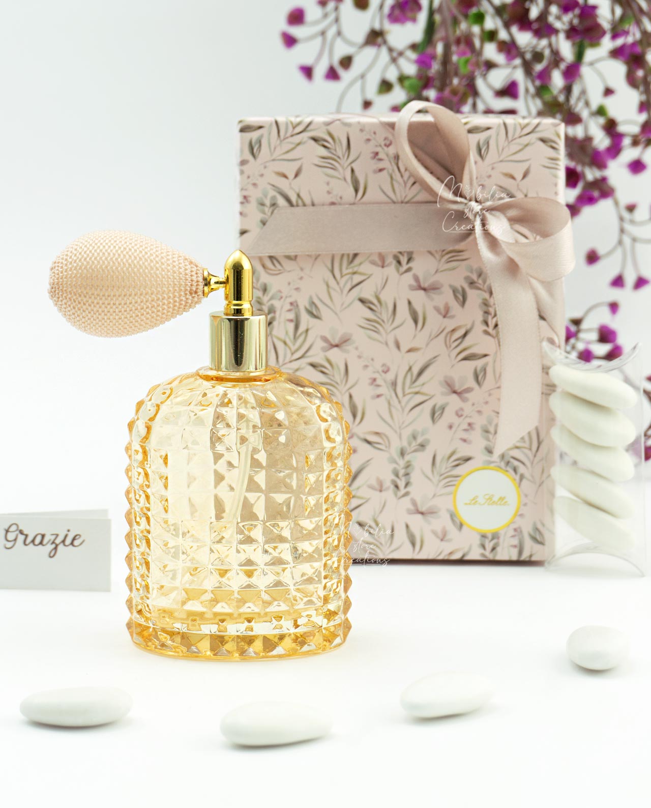 Bomboniera Porta profumo spray in vetro rettangolare 100ml vari colori