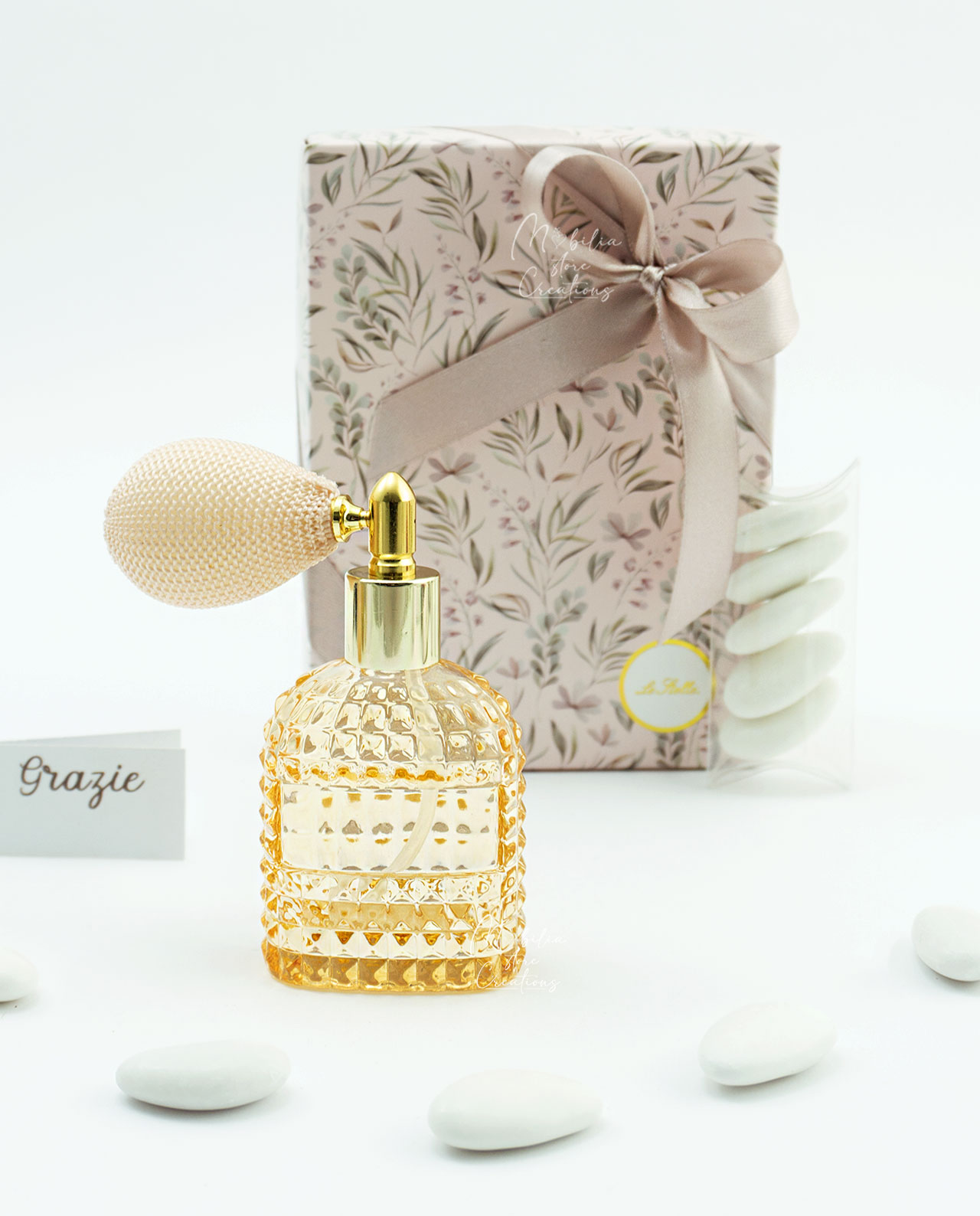 Bomboniera Porta profumo spray in vetro rettangolare 30ml vari colori