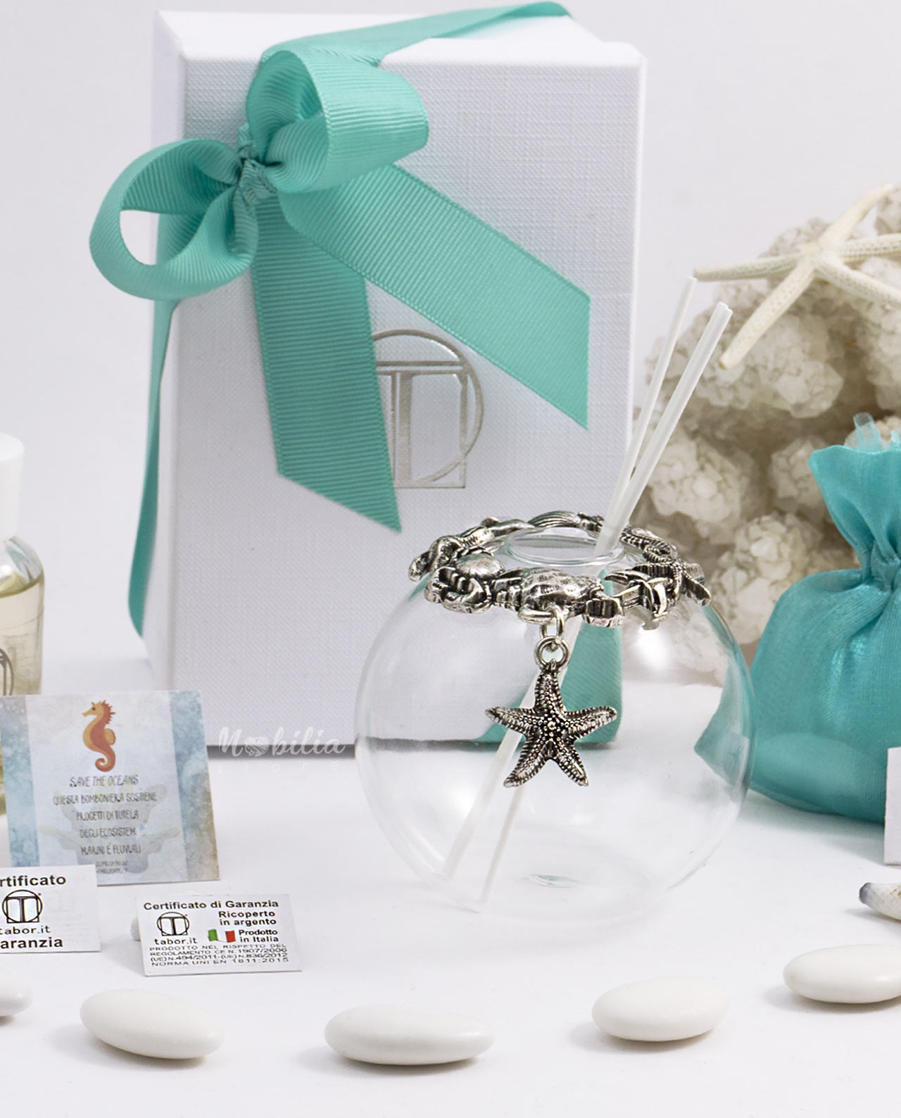 Bomboniera AMI Love is ... profumatore con ciondolo marino bagno argento Tabor