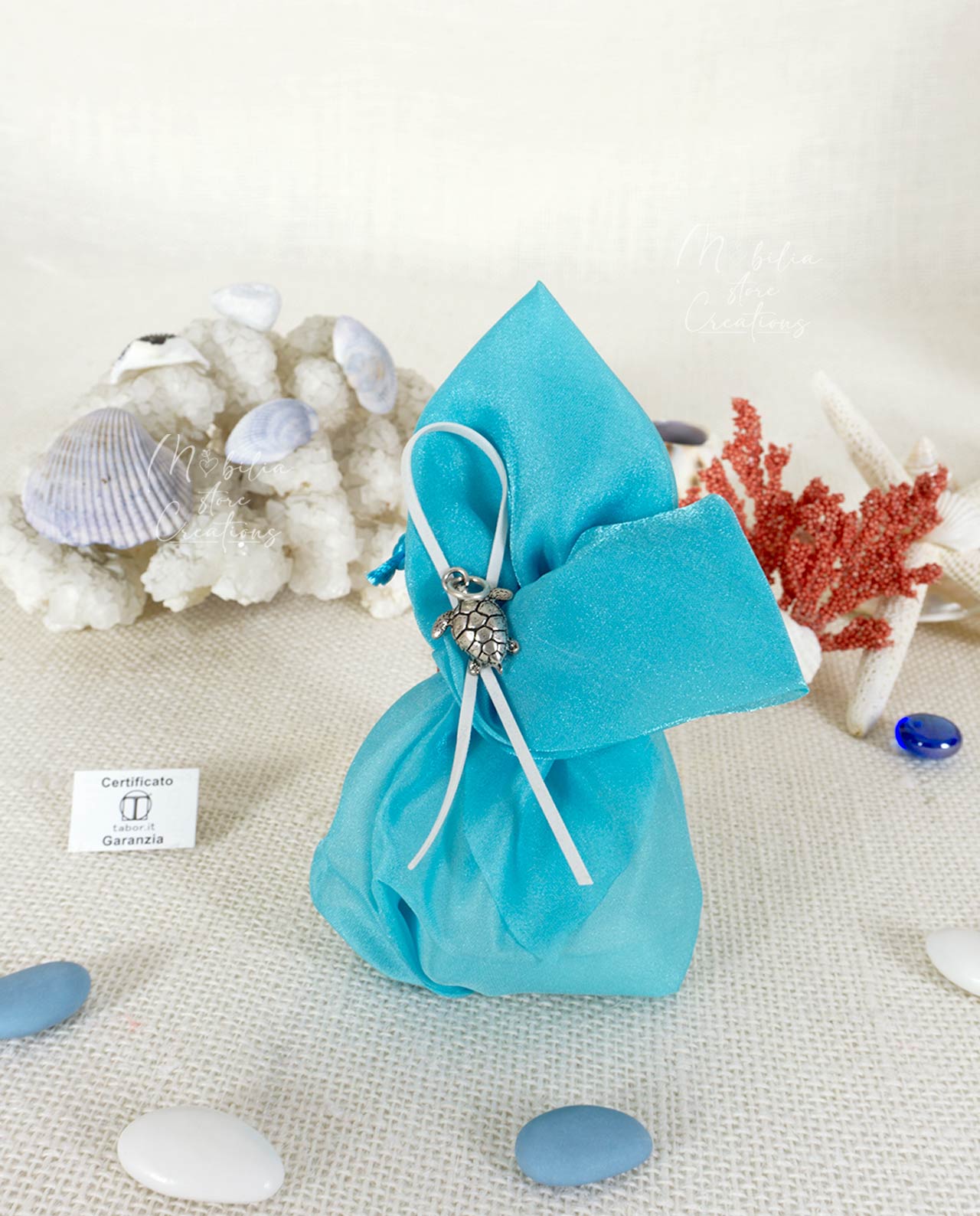 Bomboniera AMI love is... ciondolo soggetti mare bagno argento Tabor