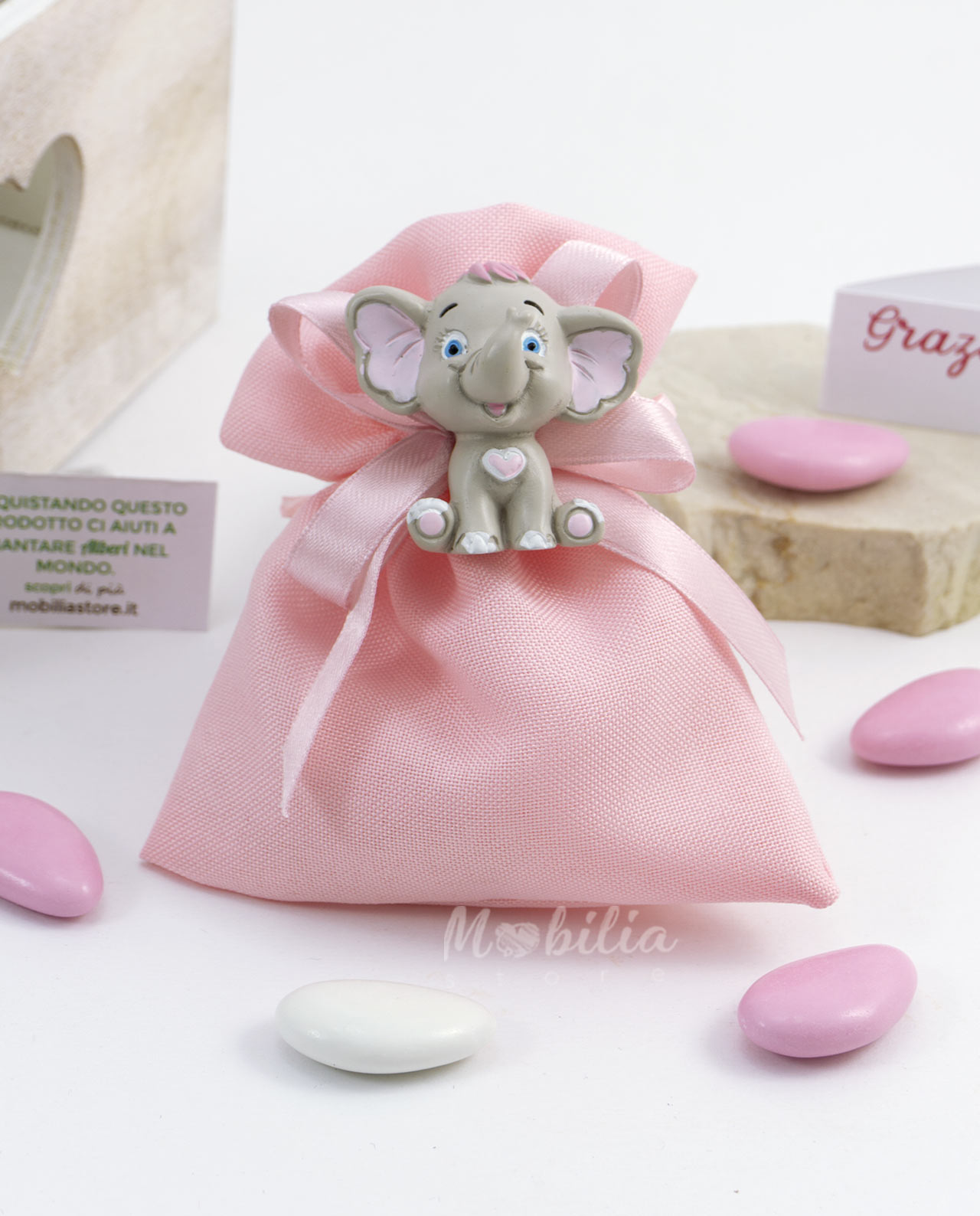 Elefantino rosa assortito linea willy su sacchetto