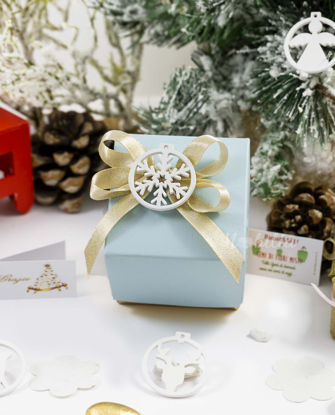 Idea regalo "Le Natalizie" coriandoli da piantare con semi di fiori light blue chic - immagine 2