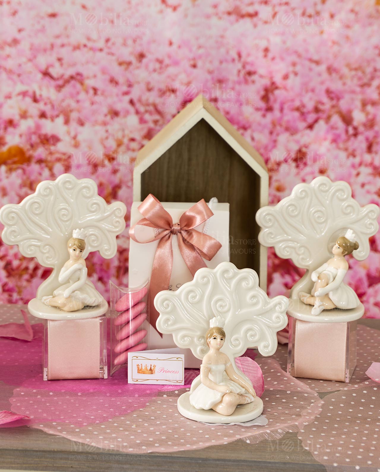 bomboniera sculturina piccola ballerina seduta con albero della vita porcellana varie forme