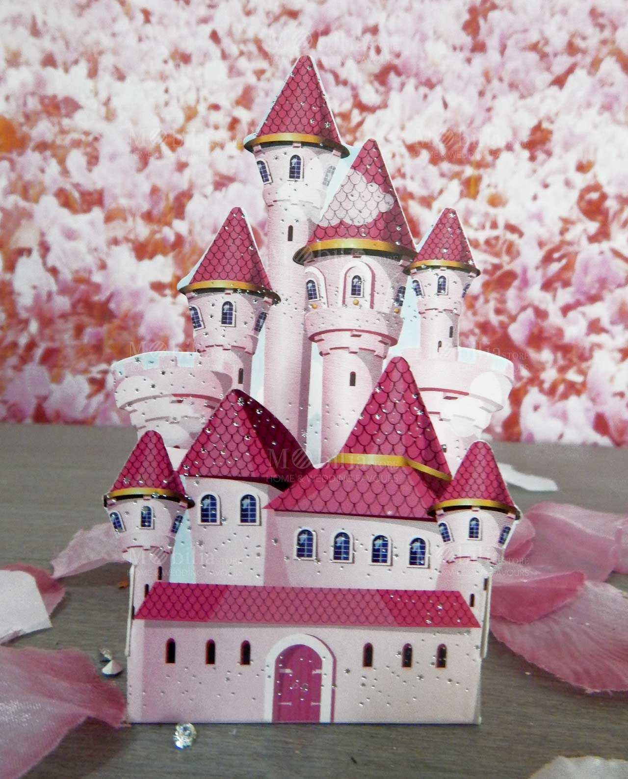 castello cartoncino rosa per party principesse