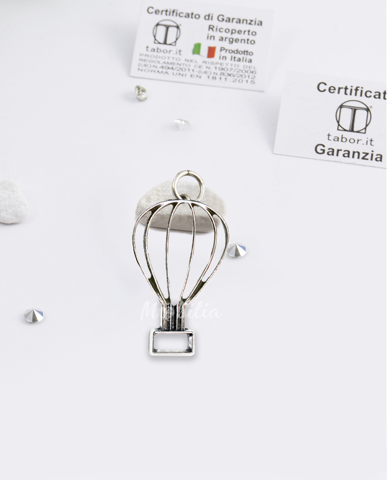 Ciondolo mongolfiera bagno argento Tabor