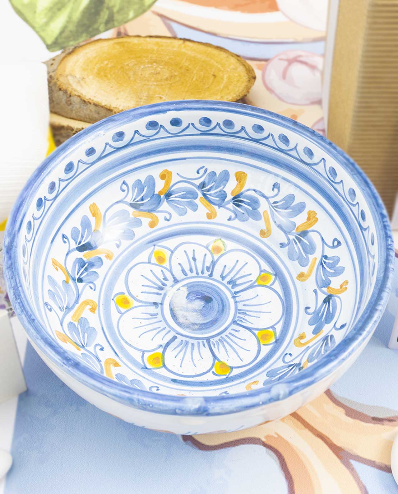 Bomboniera Legambiente ciotola decoro floreale blu in ceramica artigianale varie misure - immagine 2