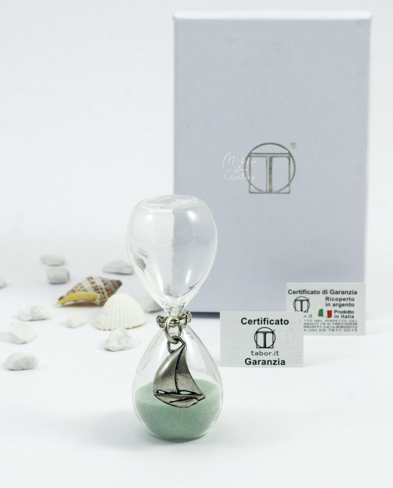 Clessidra tiffany con ciondolo mare piccola bagno argento Tabor
