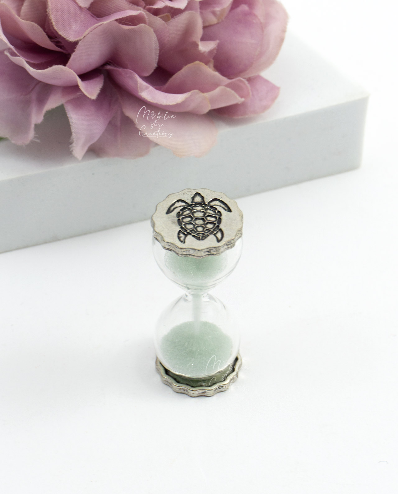Mini clessidra tiffany con basi personalizzabili Tabor su Sacchetto - immagine 6